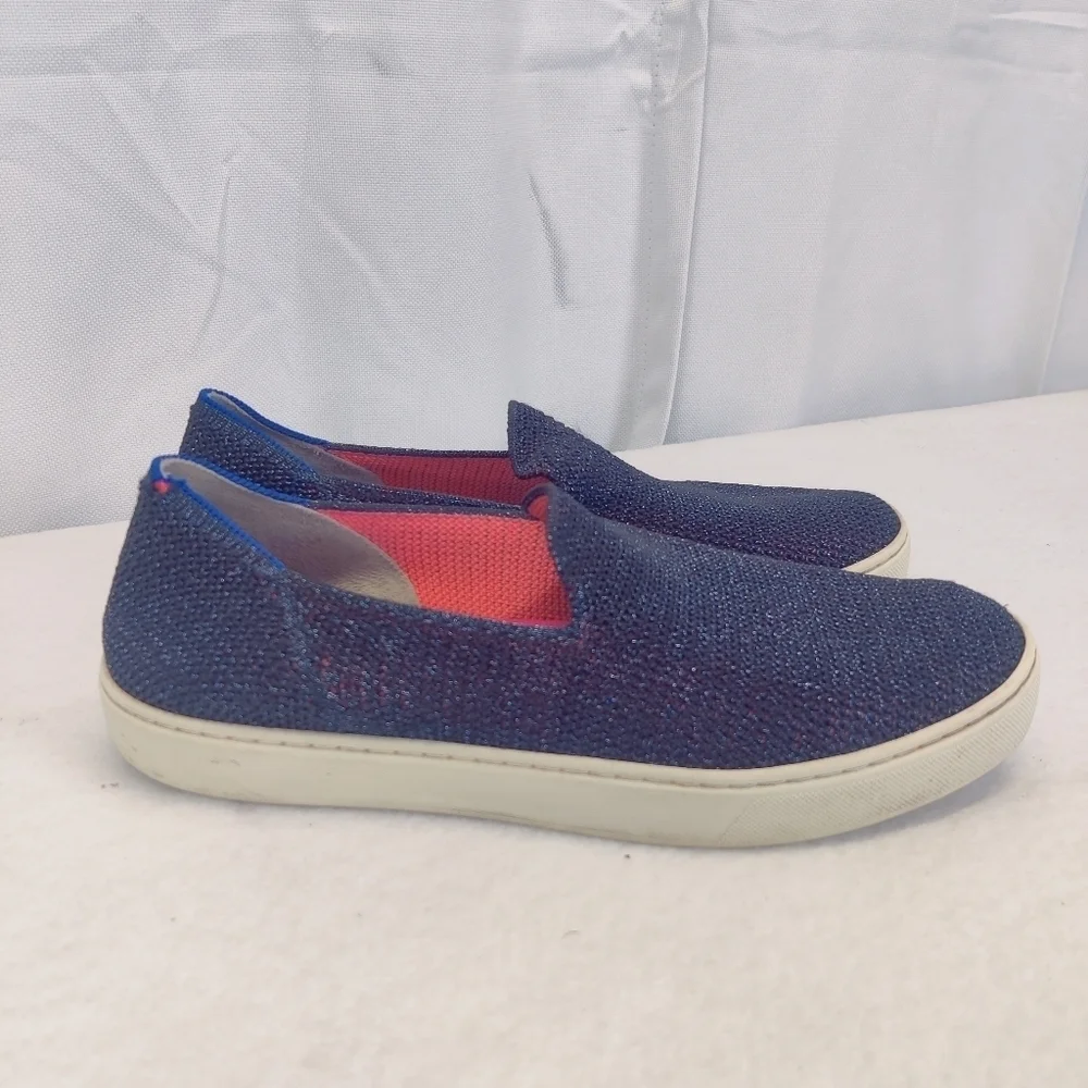 Rothy’s The Sneaker Slip-On Size 9 Navy Blue Pink Limited Edition Washable